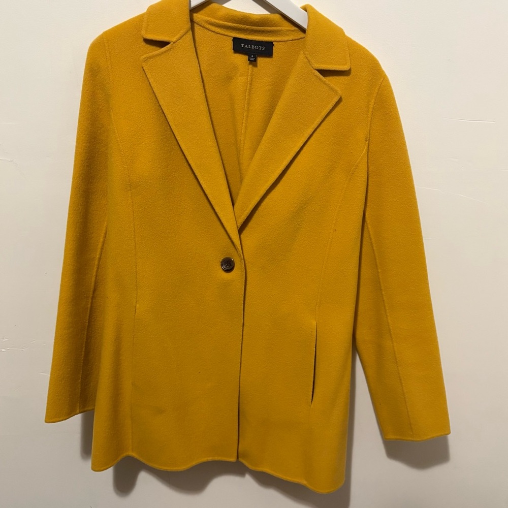 Women's Mustard Yellow Coat Talbots wool blazer size 6 - Picture 10 of 12